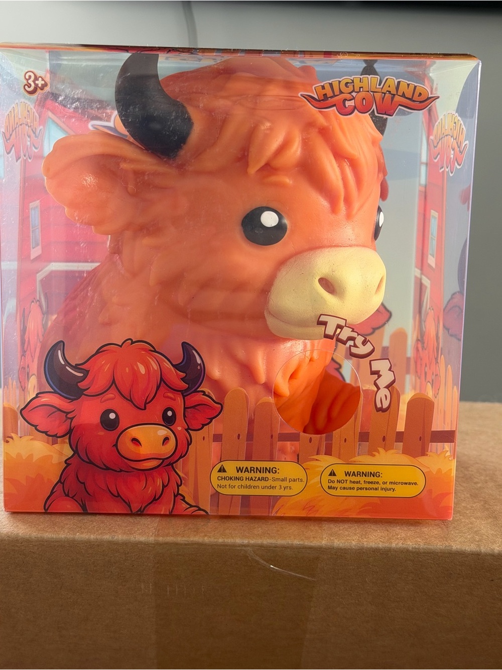 New JUMBO Highland Cow Squeeze Toy - Orange Plush Bath